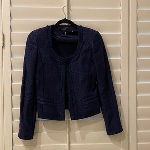 Elie Tahari Women's Navy Textured Round-Neck Jacket